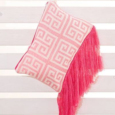 Clutch meandros pink relax fringe