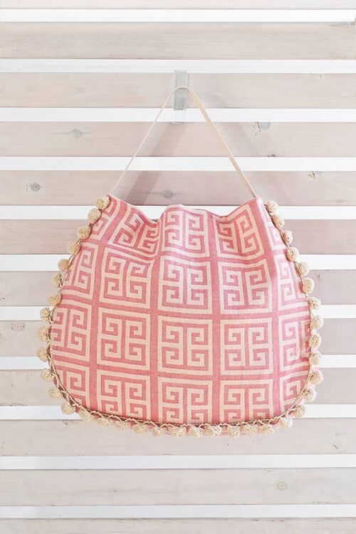 Beach bag meandros pink ponpon