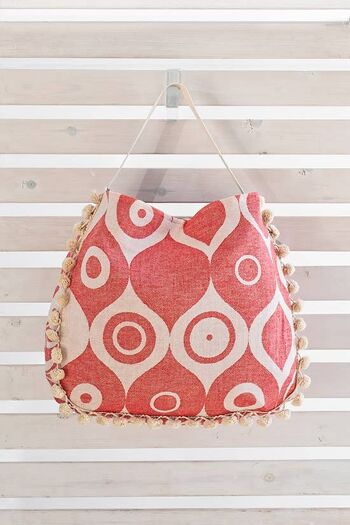 SAC DE PLAGE FRANGOKASTELLO ROUGE PONPON