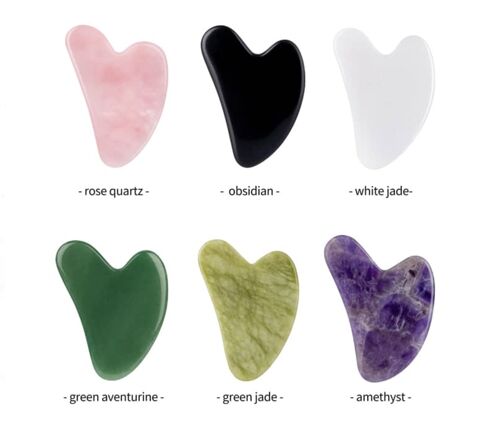 Hearts haped gua sha gemstone massage tools