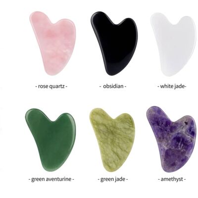 Herramientas de masaje con piedras preciosas gua sha de corazones
