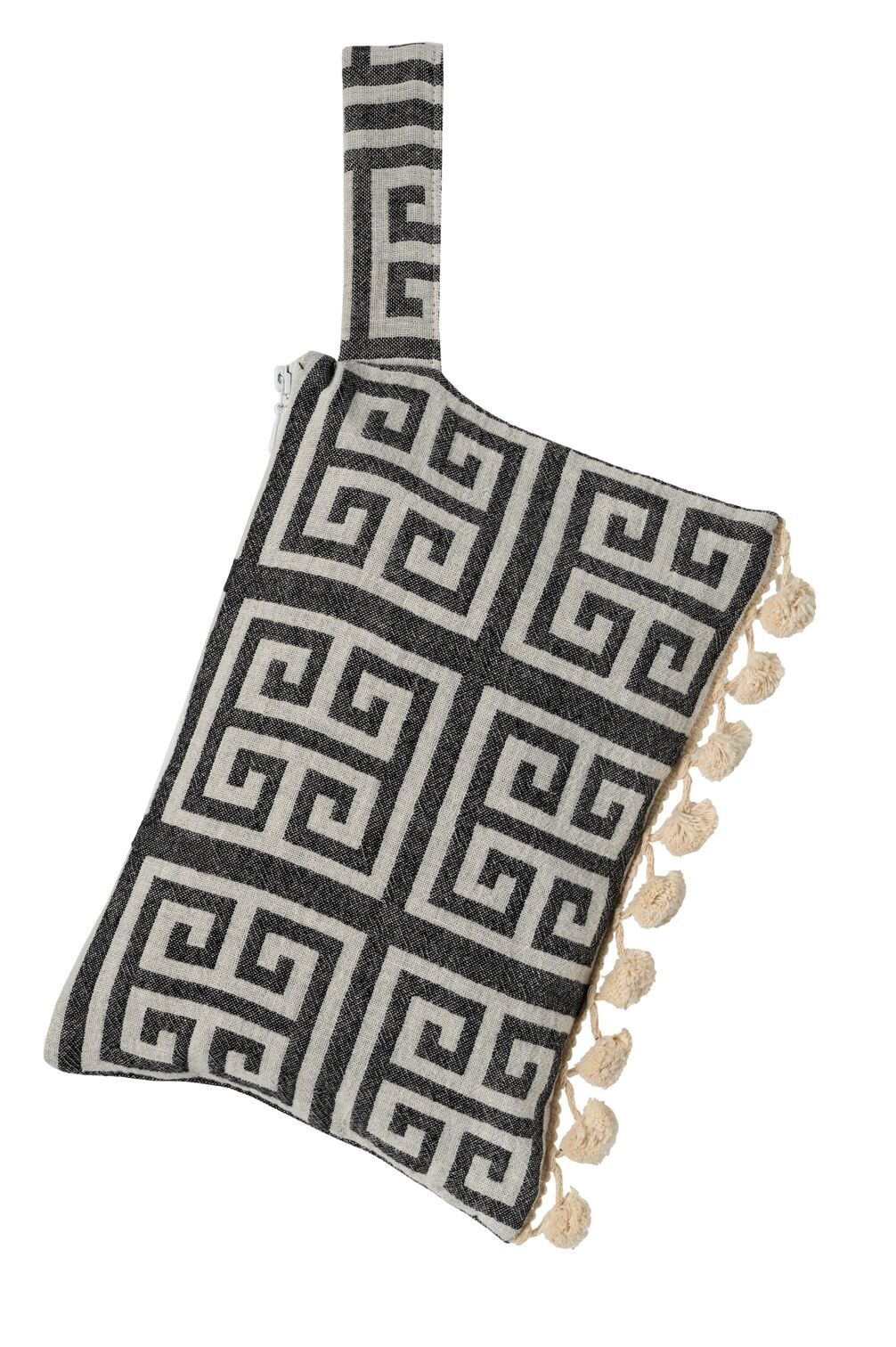 POCHETTE MEANDROS NERO ponpon