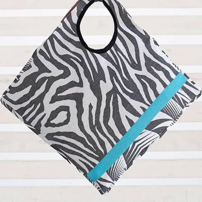 City bag square oia turquoise & black & white