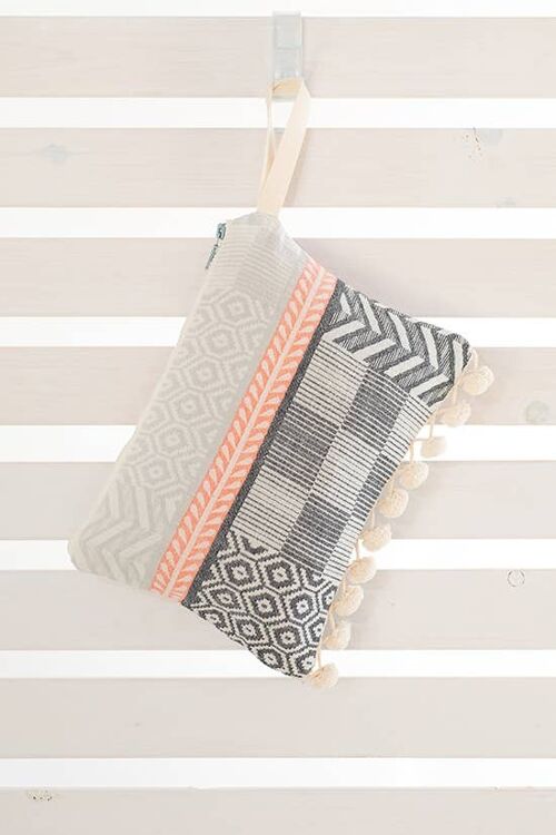 Clutch ifanto ponpon grey & coral & black