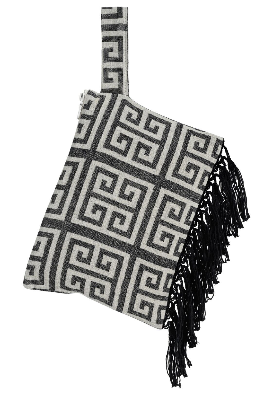 POCHETTE MEANDROS NERA con frange extra