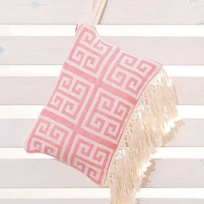 Clutch meandros pink extra fringe