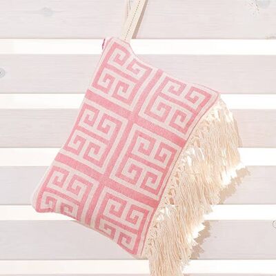 Clutch meandros pink extra fringe