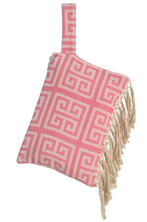 CLUTCH MEANDROS PINK extra fringe