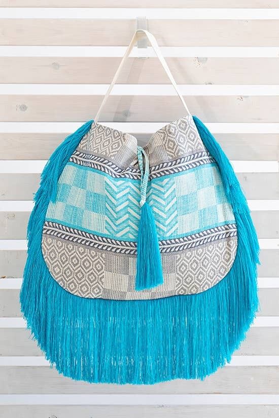 TASCHE IFANTO TÜRKIS & ANTHRAX Relax Fransen