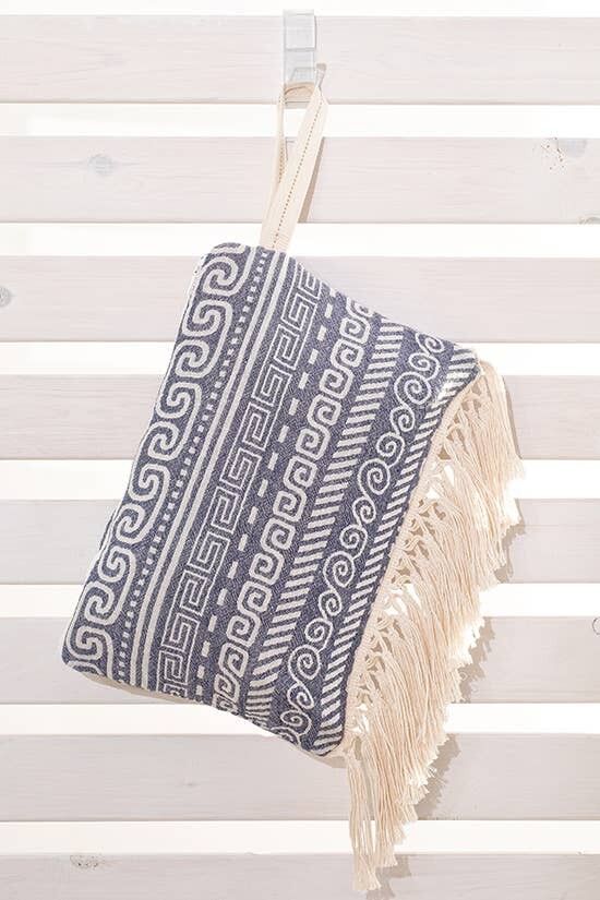 CLUTCH KNOSOS MARINEBLAU extra ecru Fransen