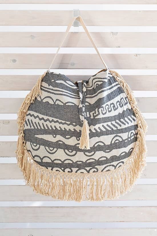 STRANDTASCHE KIMA SCHWARZ extra Fransen