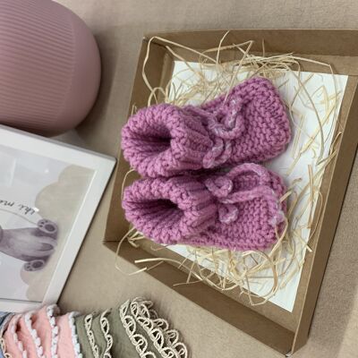 Pure merino wool booties, pink