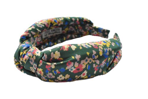 Luxury Silk Knot Alice band - in iconic Liberty Silk Satin Green Paisley Flowers