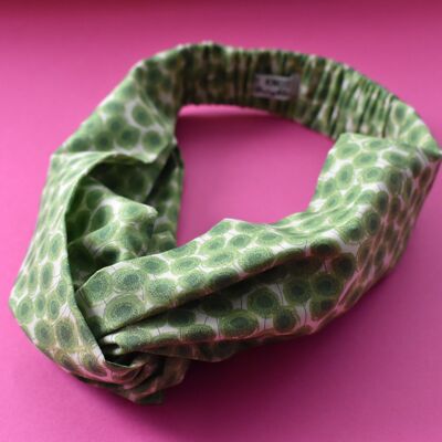 Ladies Twisted Turban hairband and neck scarf - Liberty of London Xanthe Sunbeam Green