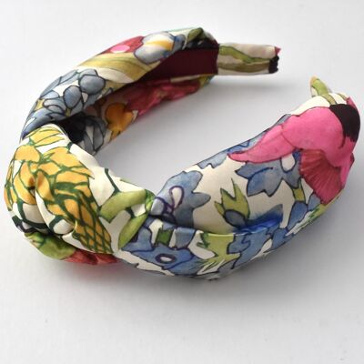 Luxury Silk Knot Alice band - Liberty of London Artist Anas Garden silk satin