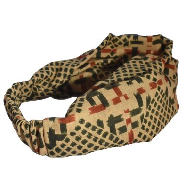 Tot Twisted Turban hairband - Vintage Liberty of London Rust and Green Graphic in Varuna wool
