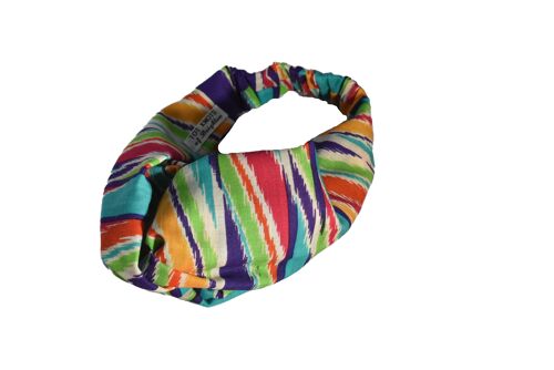 Tot Twisted Turban hairband - Vintage Liberty of London Bright Multicolour Ikat Graphic in Varuna wool
