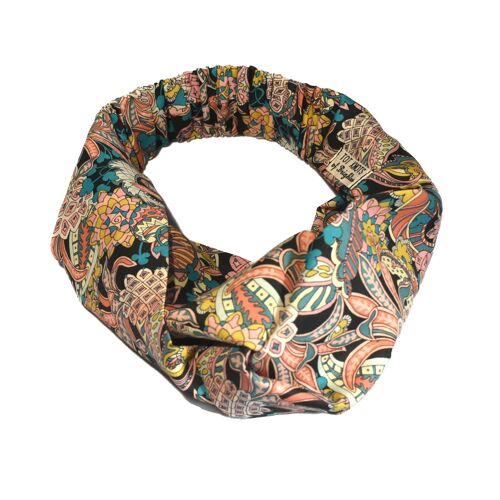 Tot Knot Twisted Turban Headband - Liberty of London Pink Pineapple Paisley