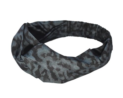 Tot Knot Twisted Turban Headband - Liberty of London Blue Plastic Fantastic - Animal Print