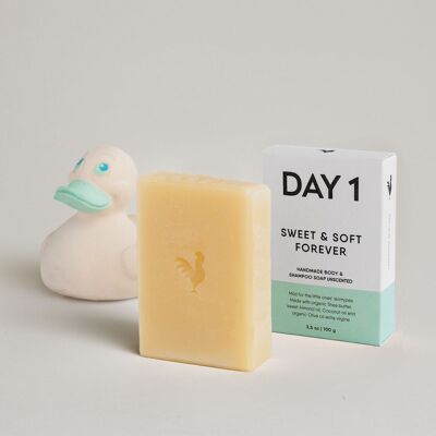 DAY 1 Baby Body & Shampoo Soap Bar - Sweet & Soft forever (unscented)