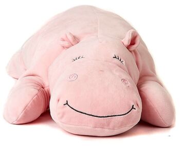 Oreiller en peluche - hippopotame rose - ultra doux - 56 cm (longueur) - Mots clés : oreiller décoratif, peluche, peluche, doudou 2