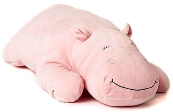 Oreiller en peluche - hippopotame rose - ultra doux - 56 cm (longueur) - Mots clés : oreiller décoratif, peluche, peluche, doudou 3
