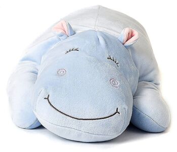 Oreiller en peluche - hippopotame bleu clair - ultra doux - 56 cm (longueur) - Mots clés : oreiller décoratif, peluche, peluche, doudou 2