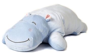 Oreiller en peluche - hippopotame bleu clair - ultra doux - 56 cm (longueur) - Mots clés : oreiller décoratif, peluche, peluche, doudou 3