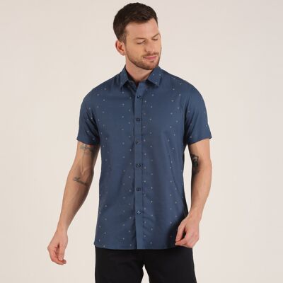 Chemise bleue imprimée à manches courtes Newham