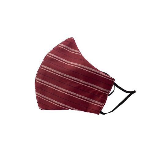 Cotton Face Mask - Deep Red with White & Blue Stripes
