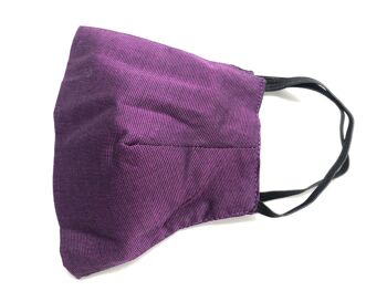 Masque facial en coton - Violet avec élastique noir 1