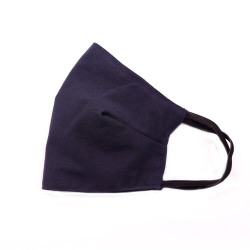 Cotton Face Mask - Navy Blue with Black Elastic