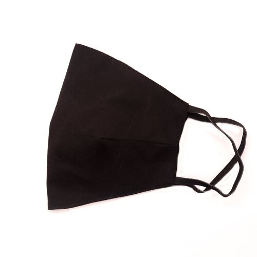 Cotton Face Mask - Black with Black Elastic