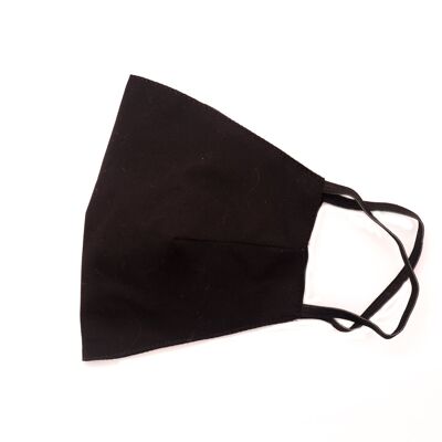 Gesichtsmaske aus Baumwolle - Schwarz mit schwarzem Gummizug