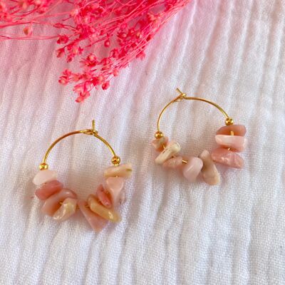 GRACE Pink Opal Hoop Earrings