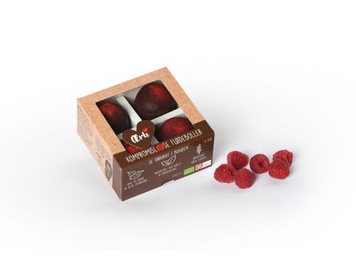 Mørk hindbær 4 stk. - Ærli' flødeboller - DK-ØKO-100 - 150 gram