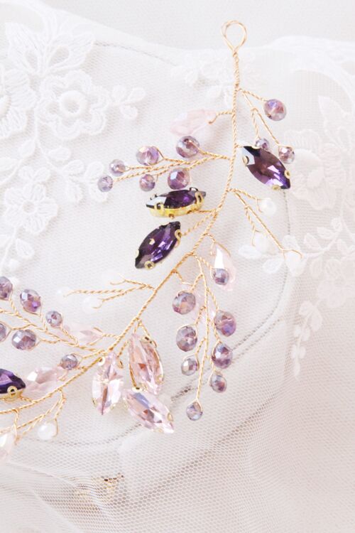 Coiffe strass et opaline "Sweet lilac'