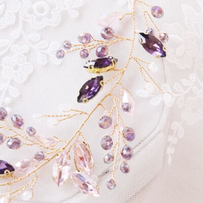 Coiffe strass et opaline "Sweet lilac'