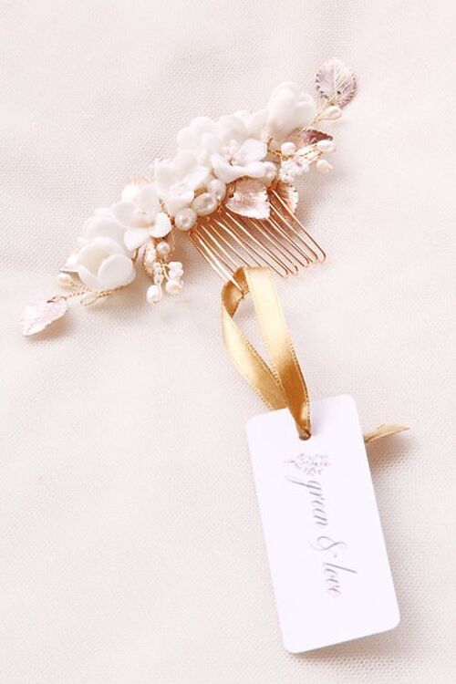 Bridal ceramic comb "Un air Vintage"