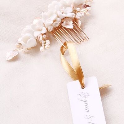 Bridal ceramic comb "Un air Vintage"