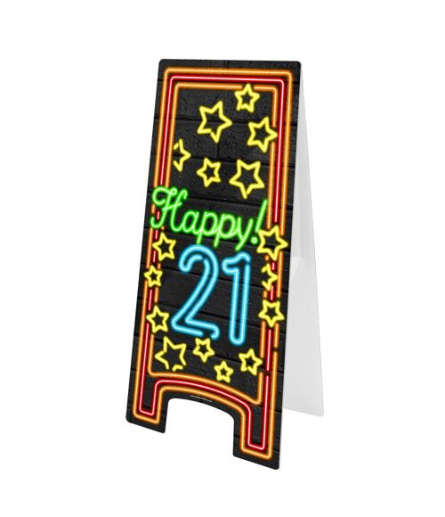 Neon Warning Sign - Happy 21