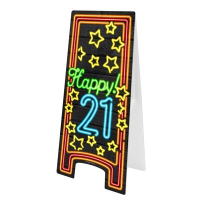Neon-Warnschild - Happy 21