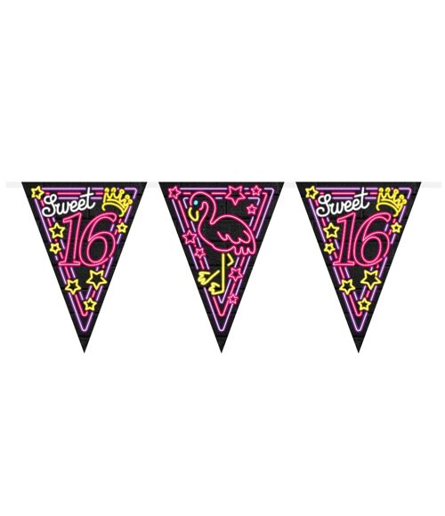 Neon party flags - Sweet 16