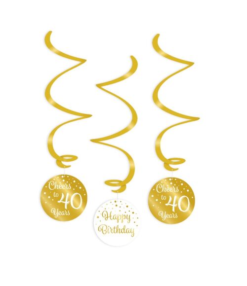 Swirl decorations gold/white - 40