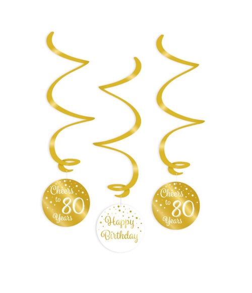 Swirl decorations gold/white - 80