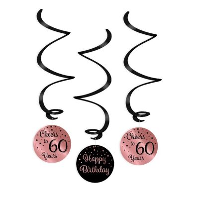 Decoraciones en forma de remolino rosa / negro - 60