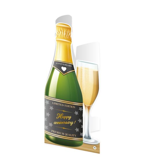 Champagne kaart - Happy anniversary
