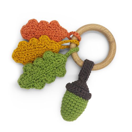 AUTOMNE - TEETHER & HOCHET POUR BÉBÉ EN COTON BIO