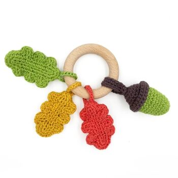 AUTOMNE - TEETHER & HOCHET POUR BÉBÉ EN COTON BIO 2