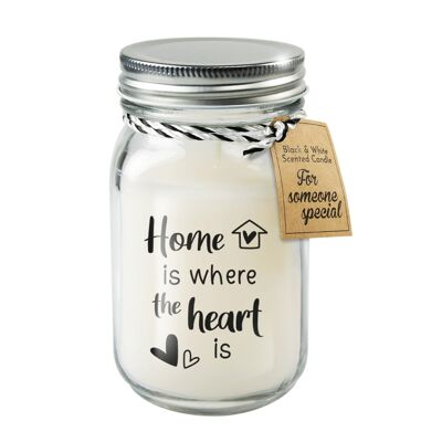 Velas perfumadas en blanco y negro: el hogar es donde está el corazón
